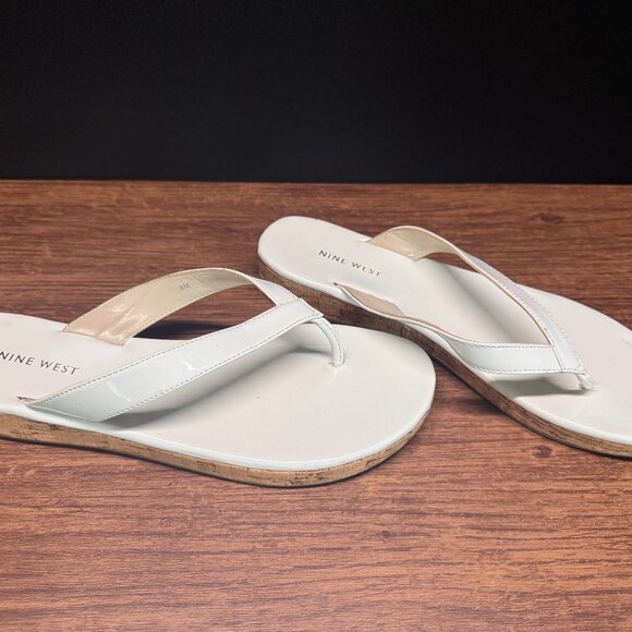Nine West White Patent Platform Sandals Size 8M - Picture 1 of 4